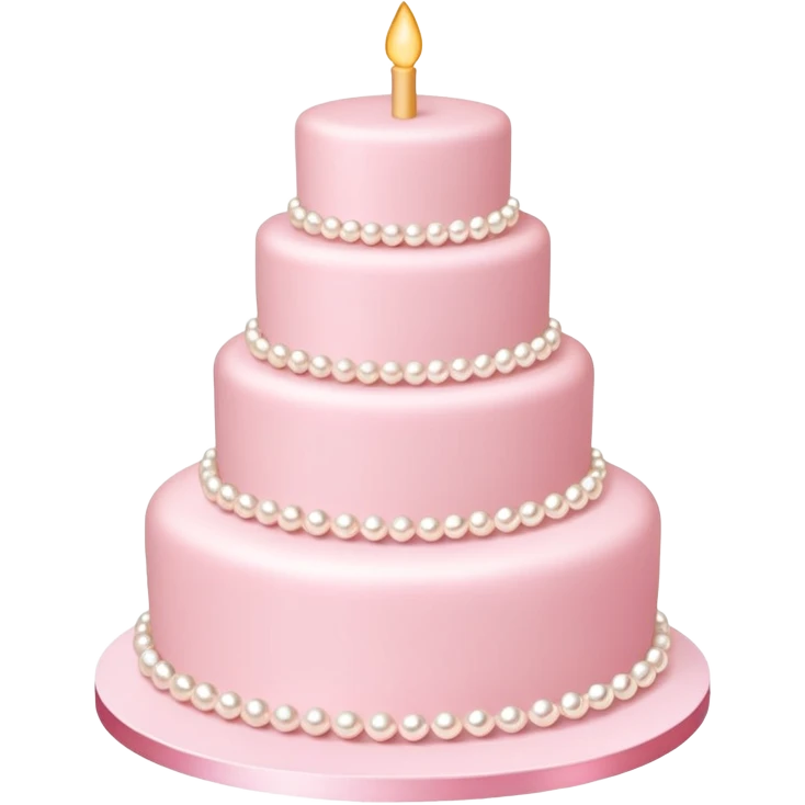 three-tier light pink cake decorated with pearls emoji