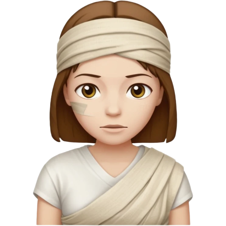 Mummy, his clothes:white T-shirt, brown hair emoji