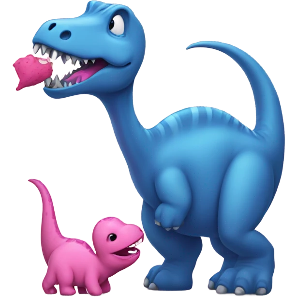 Blue dinosaur kissing a pink dinosaur  emoji