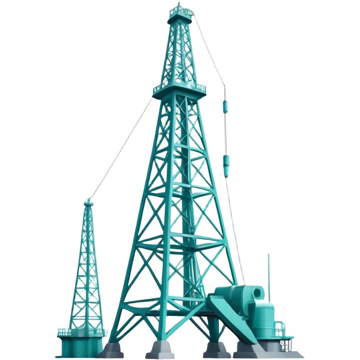 Oil derrick tower in cool tones with sky blue, teal green, white, and light gray emoji