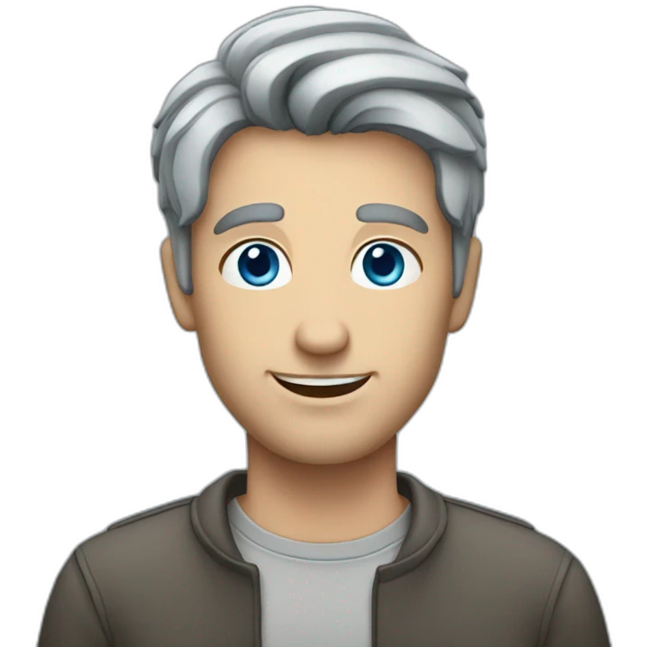 Blue eyed man with dark gray hair  emoji