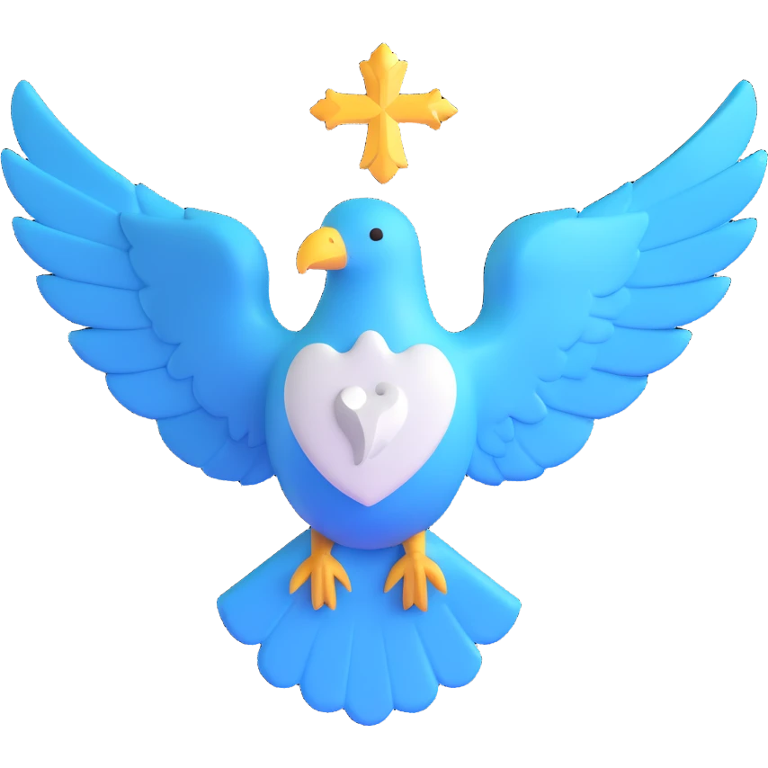 light blue saint emblem with holy dove symbol emoji