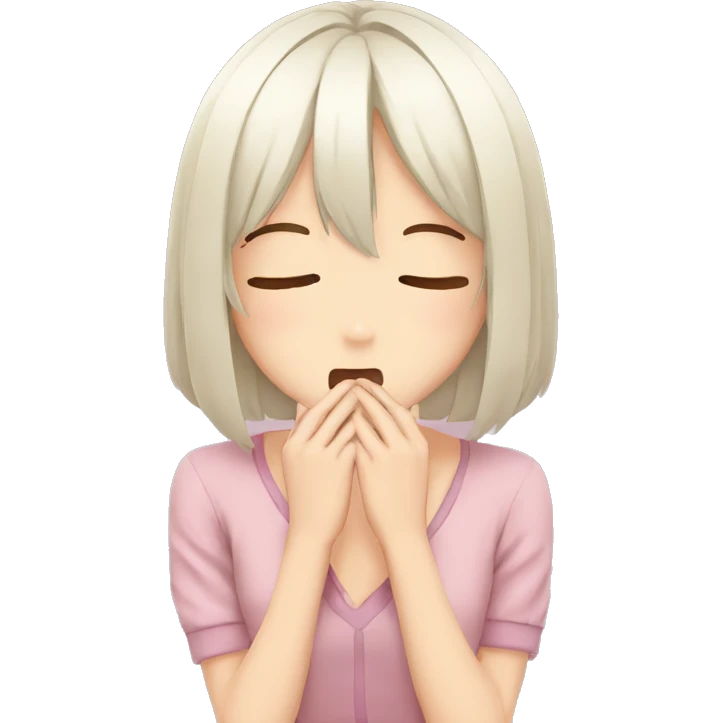 anime girl giggle hands covering mouth emoji
