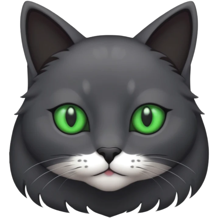 completely solid dark grey cat with green eyes and white paws emoji