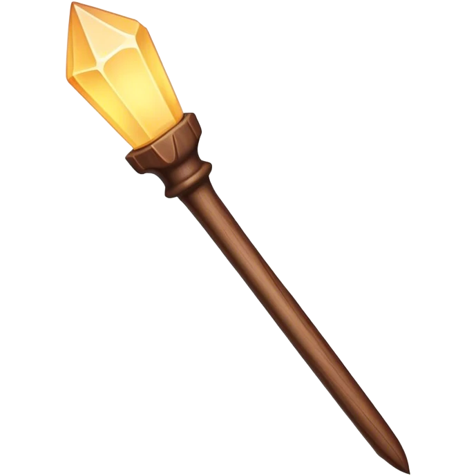 Wooden wand with an illuminated tip emoji