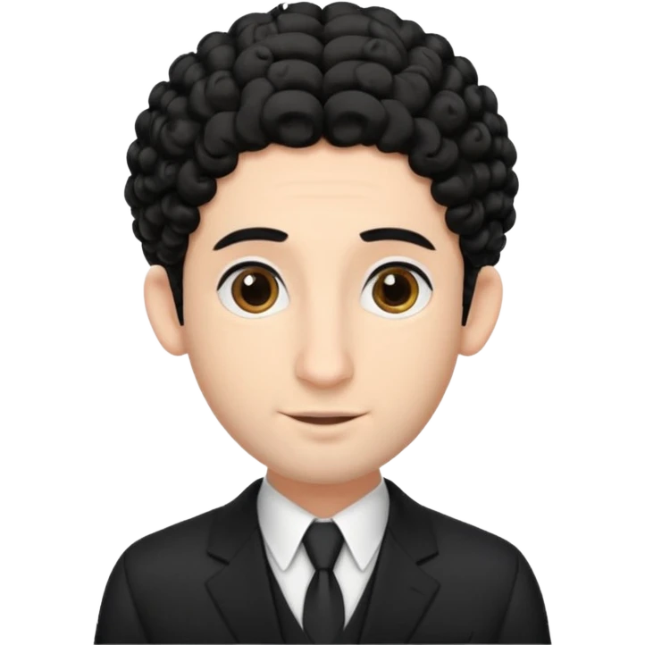 jewish man with a black kippah, black hair, large nose, wearing a black suit with a white shirt, and has curls/peyot hairstyle emoji