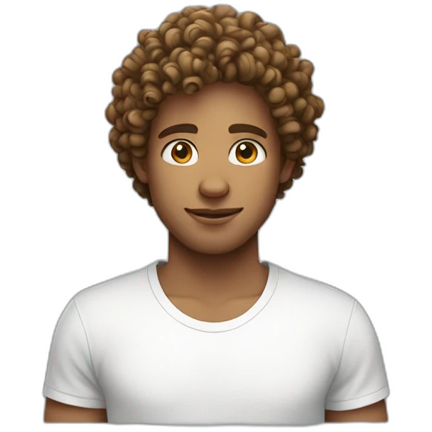 curly hair with white tshirt emoji