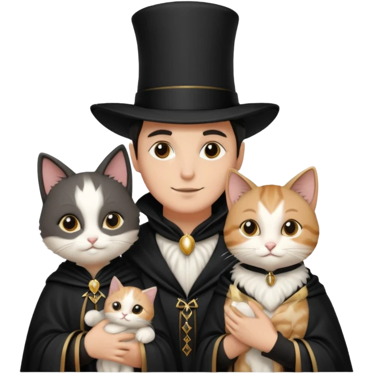 magician couple and their pet cat emoji