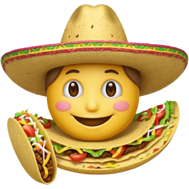 smile emoji with sombrero hat eating taco emoji