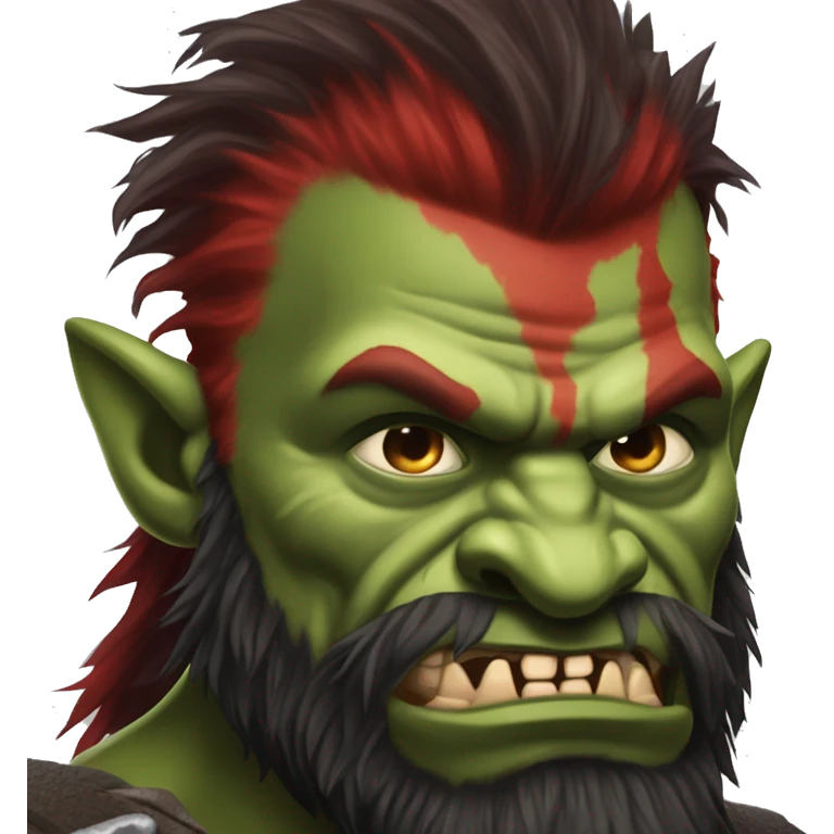 Berserker orc with red beard & red mohican emoji