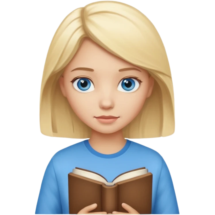 Blond girl with book and light skin, blue eyes  emoji