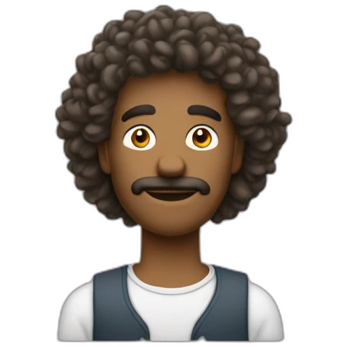 Homme métisse cheveux longs bouclé emoji