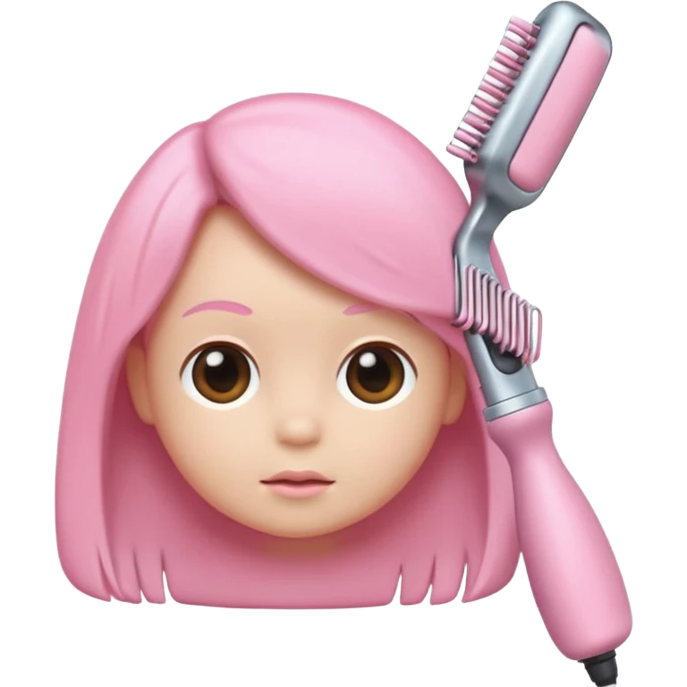 A baby pink color with hair iron in iOS emoji style, 3D icon, plastic texture, soft reflection, minimalist design. emoji