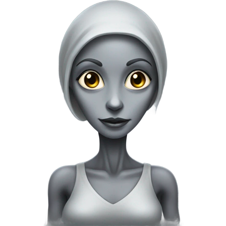a gray alien woman full body emoji