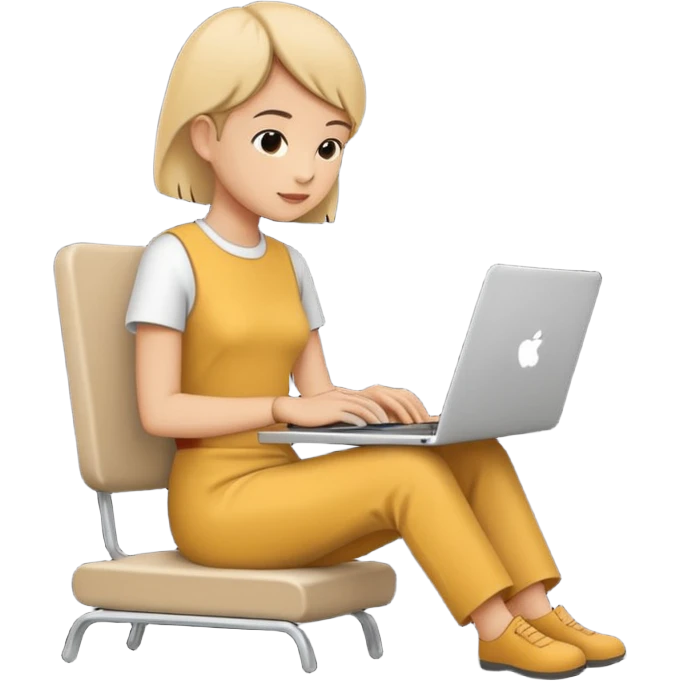 Minimalistic flat vector icon, iOS style, thin black contour on white background. Person silhouette sitting with a laptop, code brackets <> on the screen. Clean, no te emoji