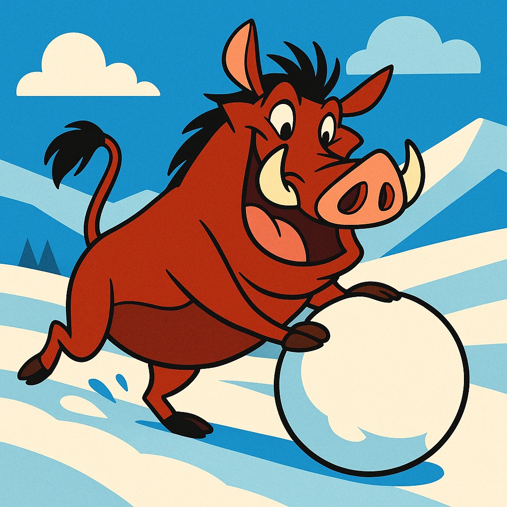 pumbaa rolling snowball emoji