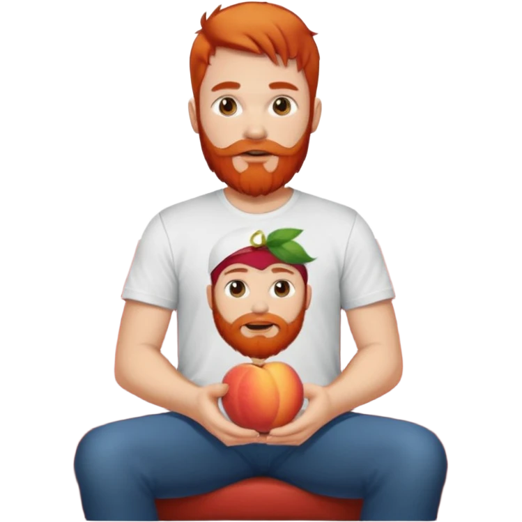 Man with red beard on couch with peach emoji