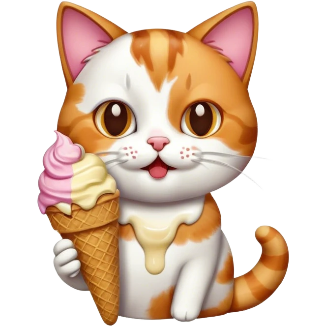 cat eating icecream emoji