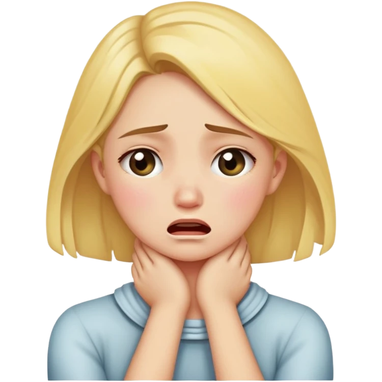 Girl crossing hand over neck crying emoji