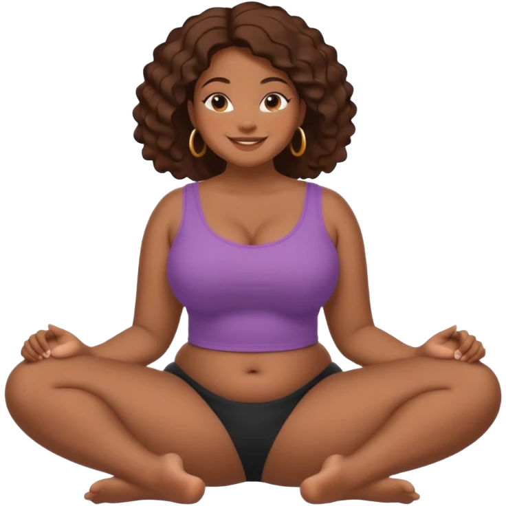 curvy black woman, back view, sitting on her soles, smiling, SFW, no explicit content emoji