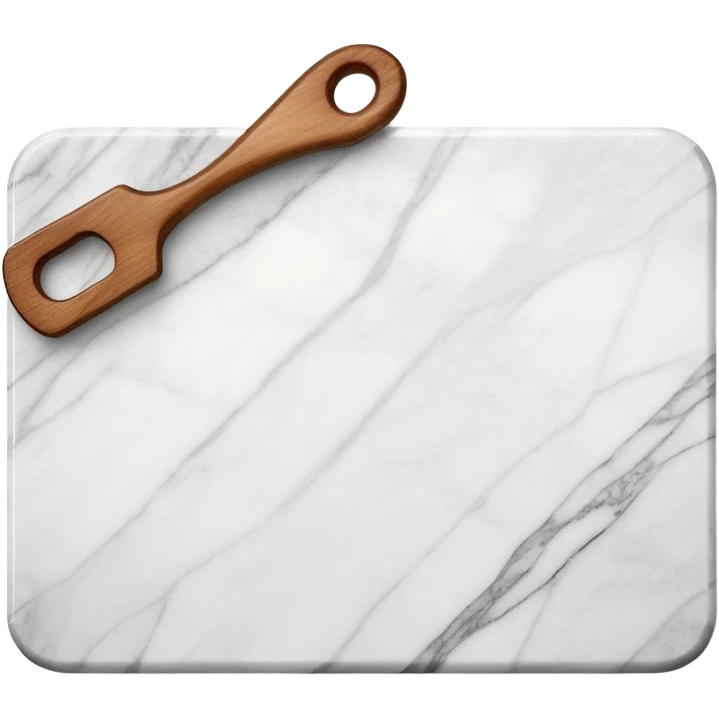 white marmor cuttingboard with a wooden handle emoji