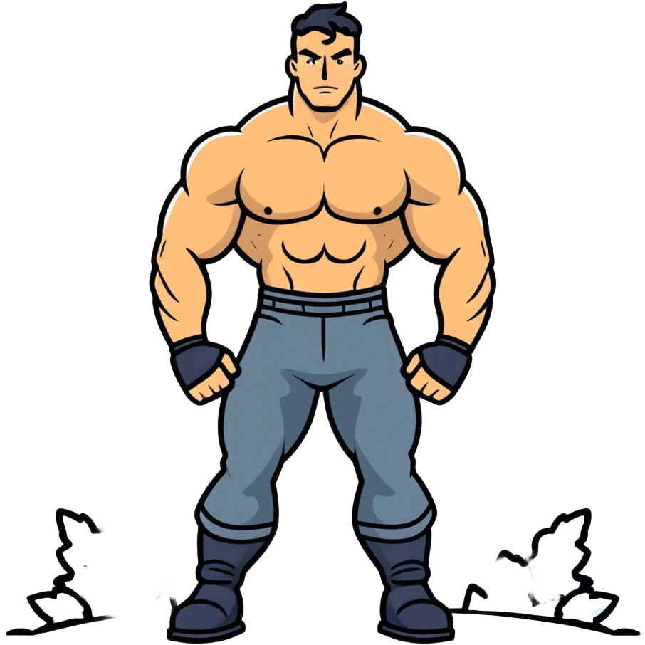 Buff man in snow emoji