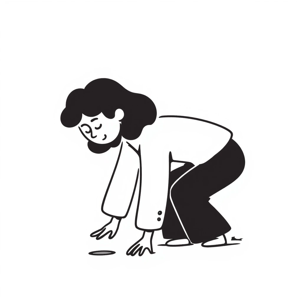 Woman looking for a dot emoji