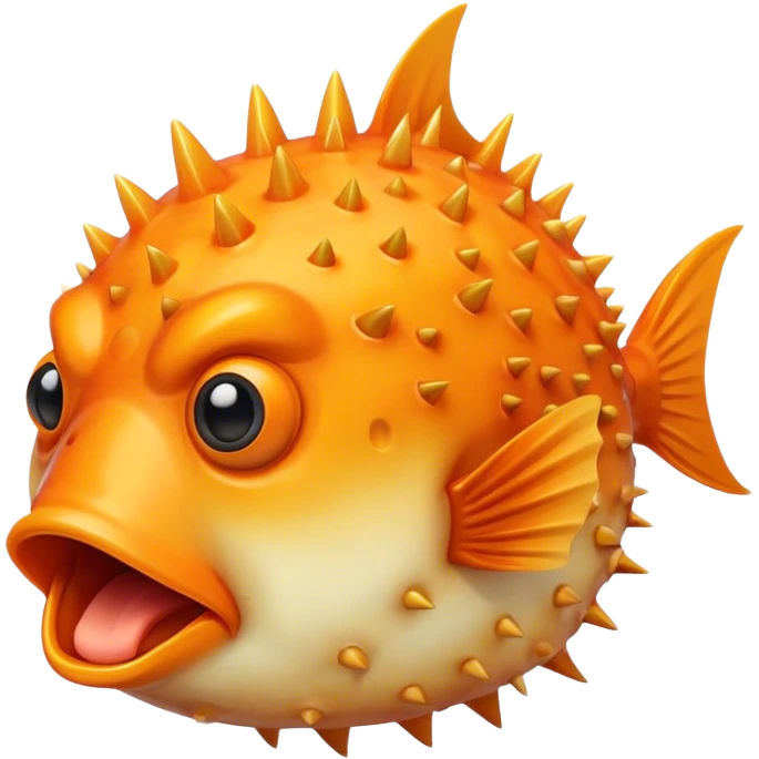 All Orange BlowFish facing completely forward all Spikes with mouth open emoji