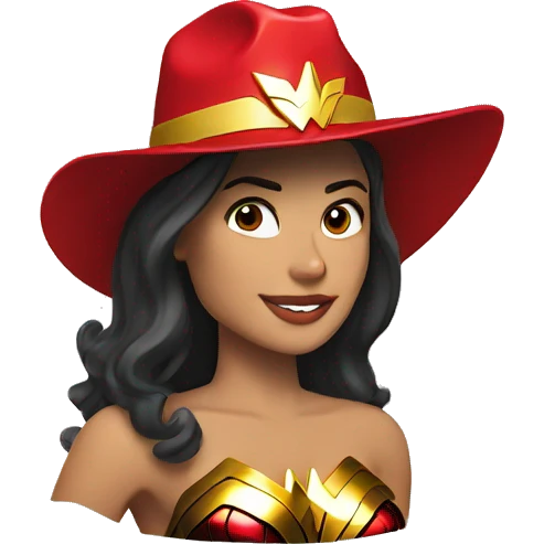 wonder woman in funy hat emoji