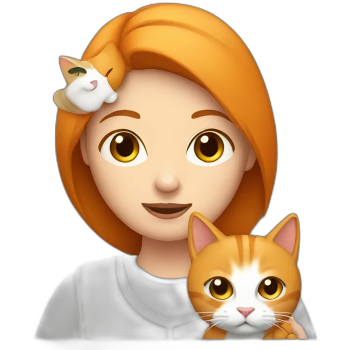 Woman with a Ginger white cat in the arms emoji