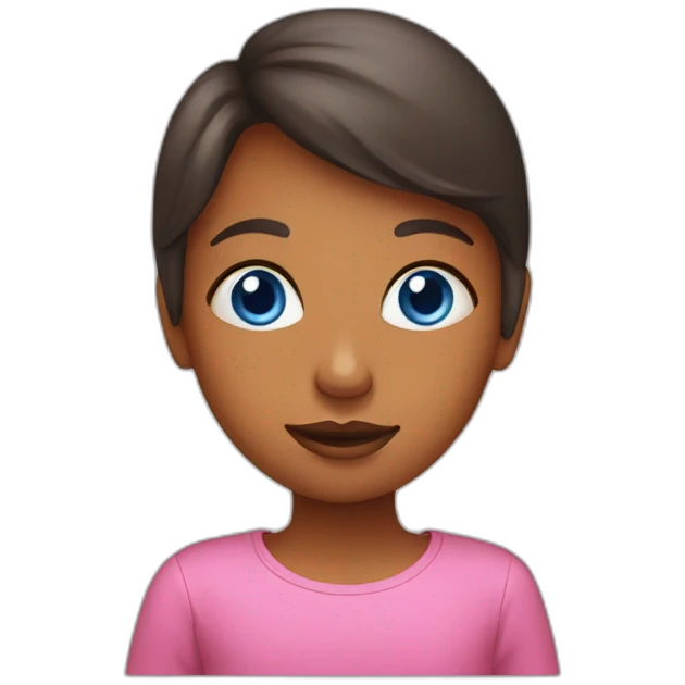 girl whith orange hear, blue eyes in pink t-short emoji