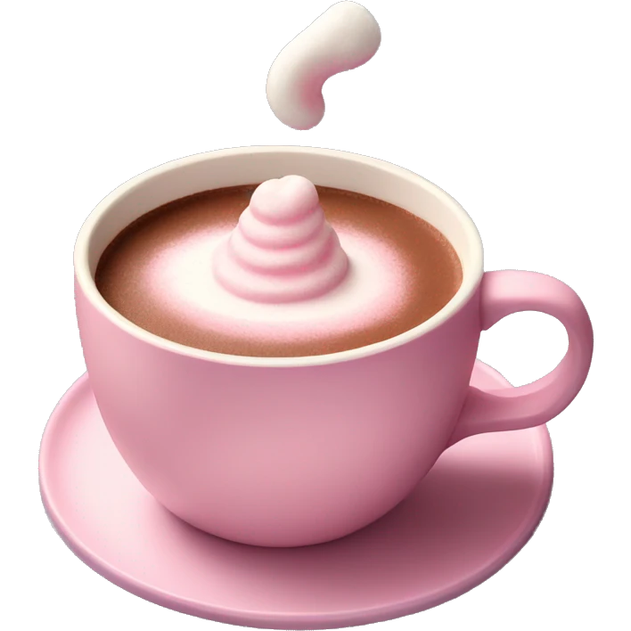 hot chocolate in a pastel pink mug on a plate emoji