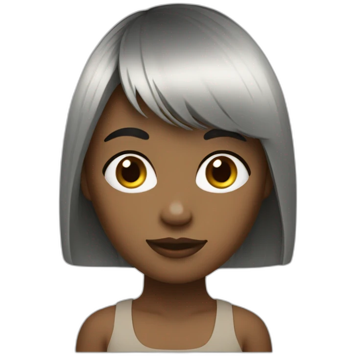 Fille frange cheveux noir emoji