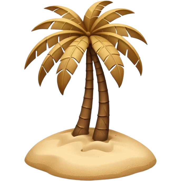 A 3D cartoon coconut palm tree with coconuts near the top and a sandy base, tropical light setting, Memoji-style realism. emoji