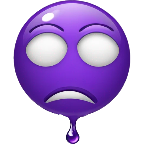 one sad emoji with a single drop coming from its eye and the emoji is purple  emoji
