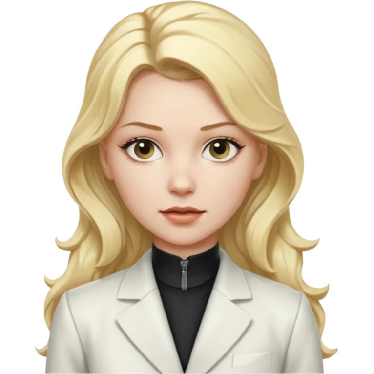 yelena belova in white widow suit with wavy blonde hair in ponytail emoji