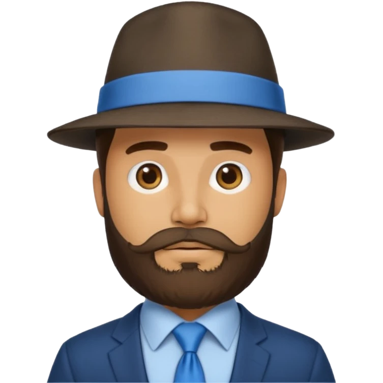 bearded man wearing hat and blue tie emoji