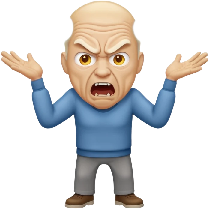 rude man screaming, full body emoji