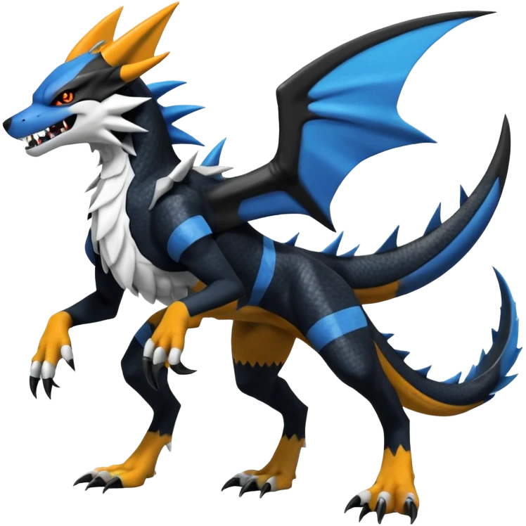 4-legged, digitigrade, clawed, furry finned sharp, cool, badass, angry, edgy Sergal-Sharpedo-Houndoom-Garchomp-Nargacuga-Silvally-Vaporeon-fusion-hybrid-creature, full body emoji