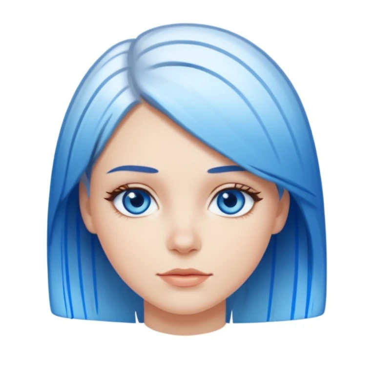 White Girl with straight short layered hair with blue streaks, blue eyes emoji