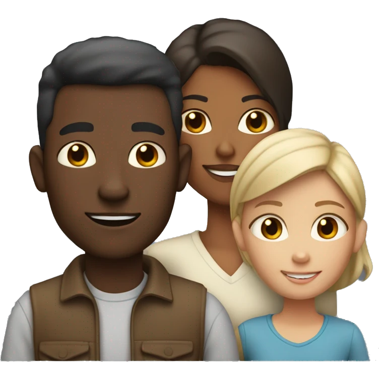 family, white skin dad, dark skin mom, 2 boys brown skin emoji