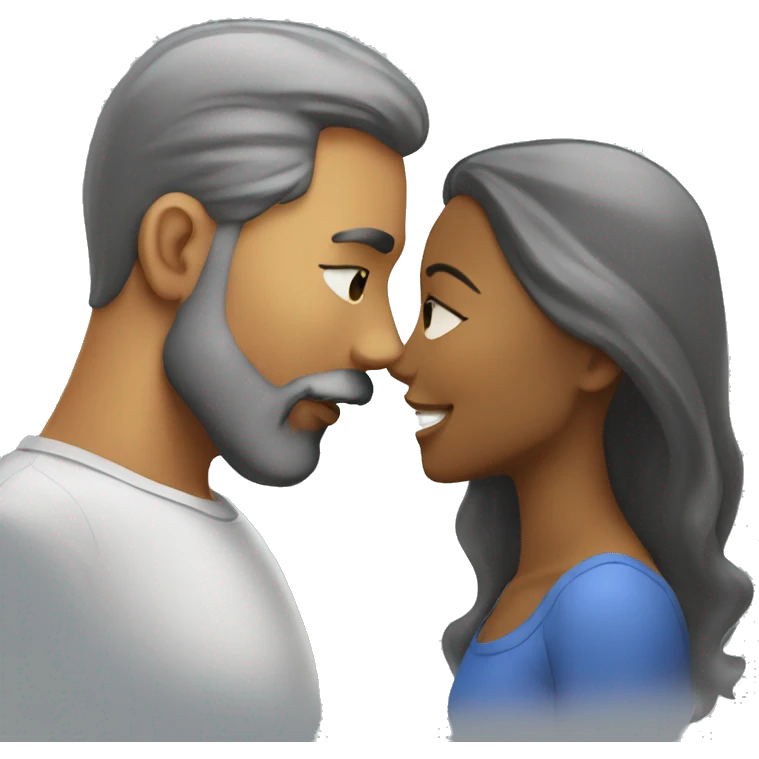  Grey Goatee beard man kisses Caribbean girl emoji