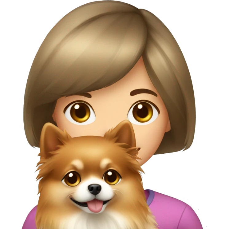 Russian girl with Pomeranian  emoji
