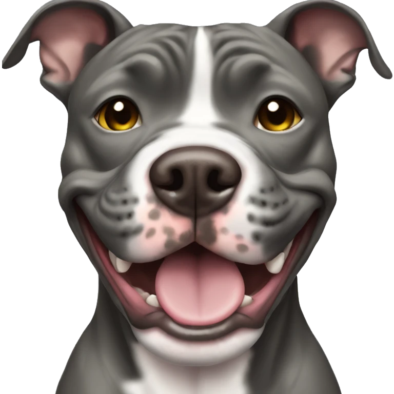 Blue brindle pitbull who is smiling emoji