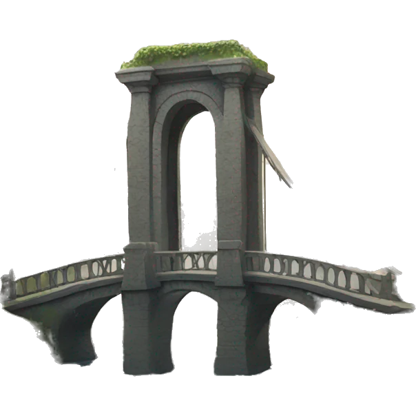 Fantasy cemetry with a bridge emoji