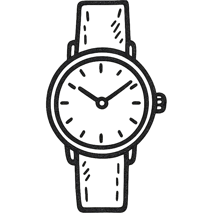 watch, hand drawn outlined icon style, sketchy and casual emoji
