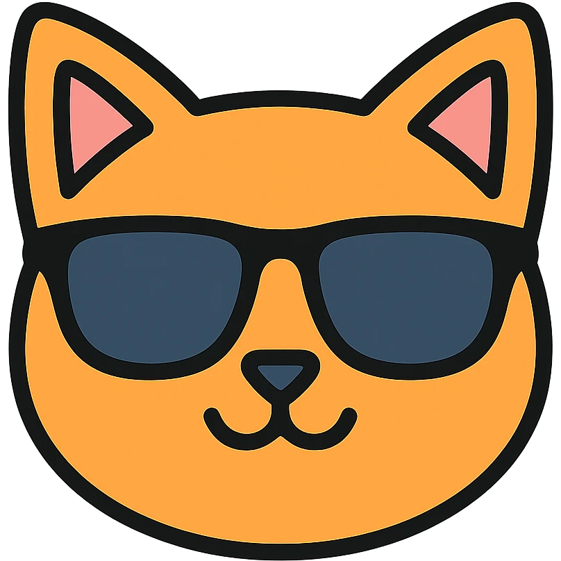 cat wearing sunglasses, close-up face emoji