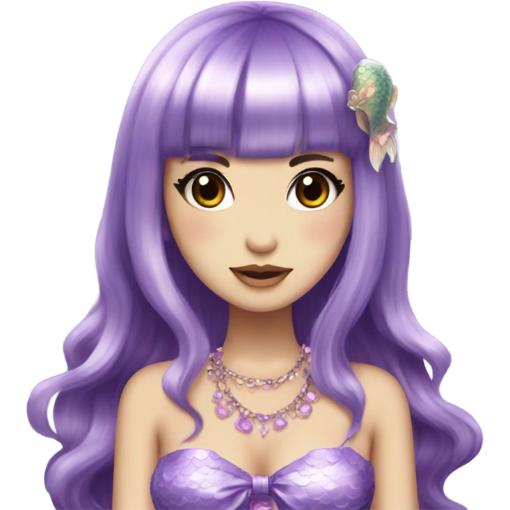 mermaid hime gyaru girl, dark purple hair emoji