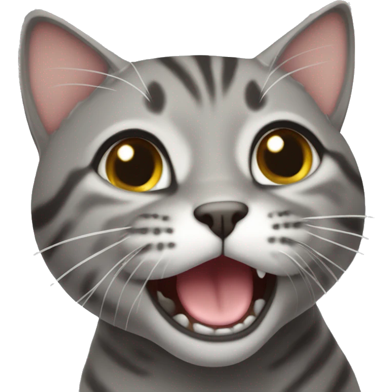 Tabby short hair grey cat meowing  emoji