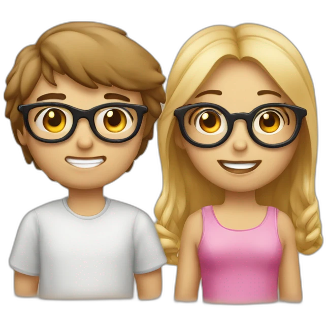 Emoji d'un garçon a lunette qui tire la langue a une fille emoji